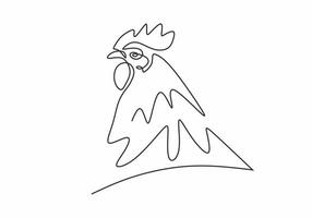 Chicken rooster continuous one line drawing minimalism. vector