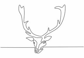 Continuous line drawing of reindeer head vector. vector