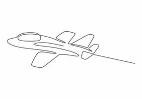 Continuous line drawing of airplane. Vector minimalism.