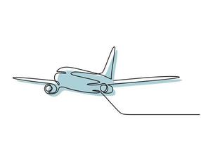 Airplane continuous one line drawing minimal design. vector