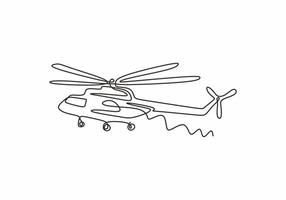 Helicopter continuous one line drawing minimalism vector. vector