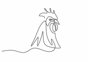 Continuous line drawing of rooster chicken animal farm. vector