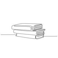 one line drawing of isolated vector object. Stack of books continuous