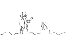 Continuous one line drawing of girl presentation vector