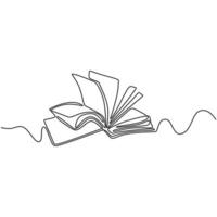 Vector continuous line drawing of book. Educational Idea concept.