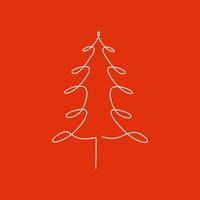 Christmas tree continuous one line drawing minimalism vector