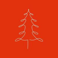 Christmas tree continuous one line drawing minimalism vector