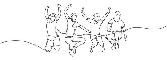 Group of people jump looks happy and enjoying their life vector