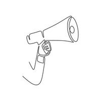 hiring megaphone one line drawing. continuous single lineart vector