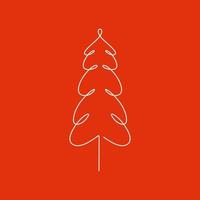 Christmas tree continuous one line drawing minimalism vector