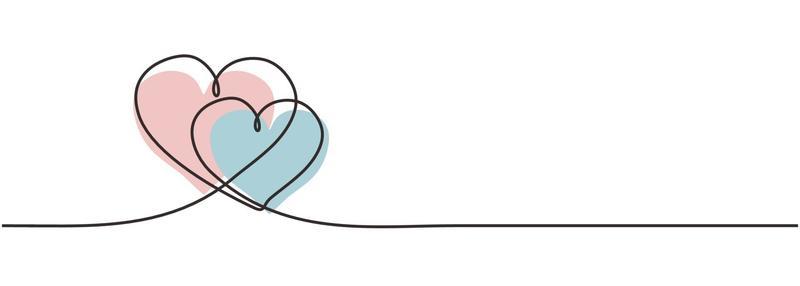 Two hearts embracing each other continuous one line drawing of love