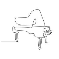 Piano one line drawing. Continuous single hand drawn lineart vector