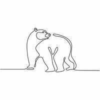 Continuous single line drawing of bear wild animals vector