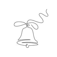 Continuous one line drawing of christmas bell minimalism vector