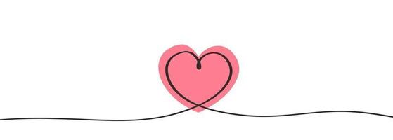 Heart icon continuous one line drawing minimalism concept of love. vector