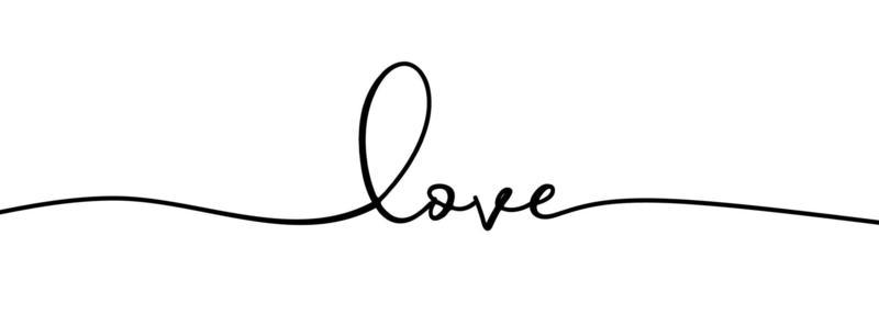 Continuous one line drawing of love typography lettering script font