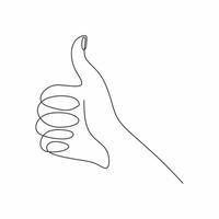 Continuous line drawing thumbs up hand gesture concept of fine vector