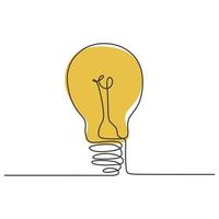 Continuous one line drawing light bulb symbol idea and creativity vector