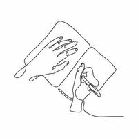 Continuous one line drawing of hand writing with a pen on paper vector