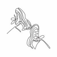 One line drawing of shoes minimalist design vector