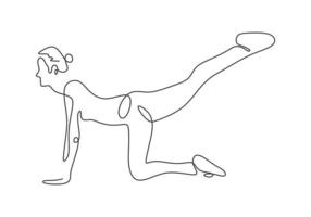 continuous line drawing of women fitness yoga concept vector health.