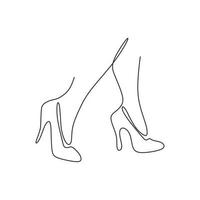 dibujo de línea continua de zapatos de tacón alto para moda mujer vector