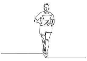 One line drawing of man running vector illustration minimalist design.