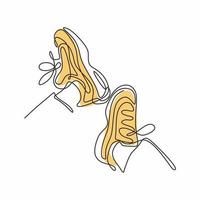 Continuous one line drawing of shoes minimalist design vector