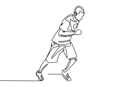 one line running man continuous drawing style. Vector minimalism