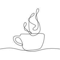One continuous line drawing of cup of coffee delicious drink vector