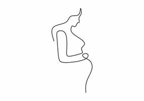 Continuous line drawing of Happy pregnant woman vector