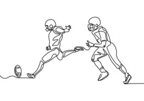 American football game continuous one line drawing. vector