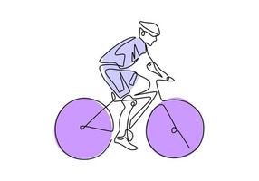 atleta de bicicleta continua de una línea. dibujo de boceto dibujado a mano. vector