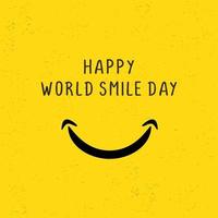 Diseño de saludo de banner de vector de feliz día de la sonrisa del mundo con color amarillo.