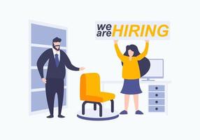 We are hiring vector. Concept of Head hunters. Finding new staff vector