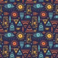 Trendy african maya seamless pattern with doodle hand drawn vector