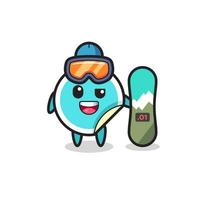 Illustration of sticker character with snowboarding style vector