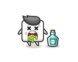 illustration of an sugar cube character vomiting due to poisoning vector