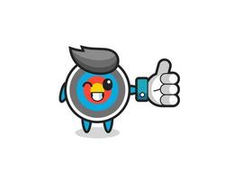 cute target archery with social media thumbs up symbol vector