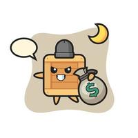 Illustration of wooden box cartoon is stolen the money vector