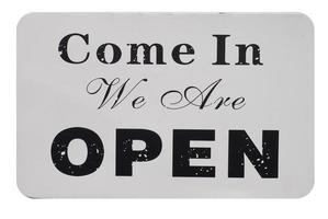 Come in we are open sign, isolated over white photo