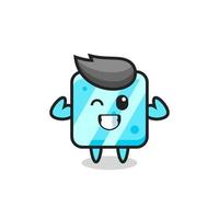 the muscular ice cube character is posing showing his muscles vector