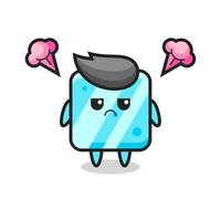 annoyed expression of the cute ice cube cartoon character vector