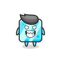 expresión malvada del personaje de mascota linda del cubo de hielo vector