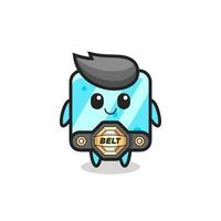 the MMA fighter ice cube mascot with a belt vector