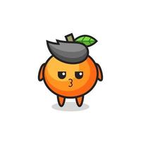 the bored expression of cute mandarin orange characters vector