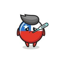 chile flag badge mascot character with fever condition vector