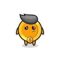 the lazy gesture of dollar currency coin cartoon character vector