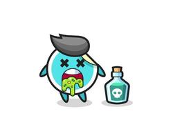 illustration of an sticker character vomiting due to poisoning vector