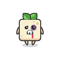 injured tofu character with a bruised face vector